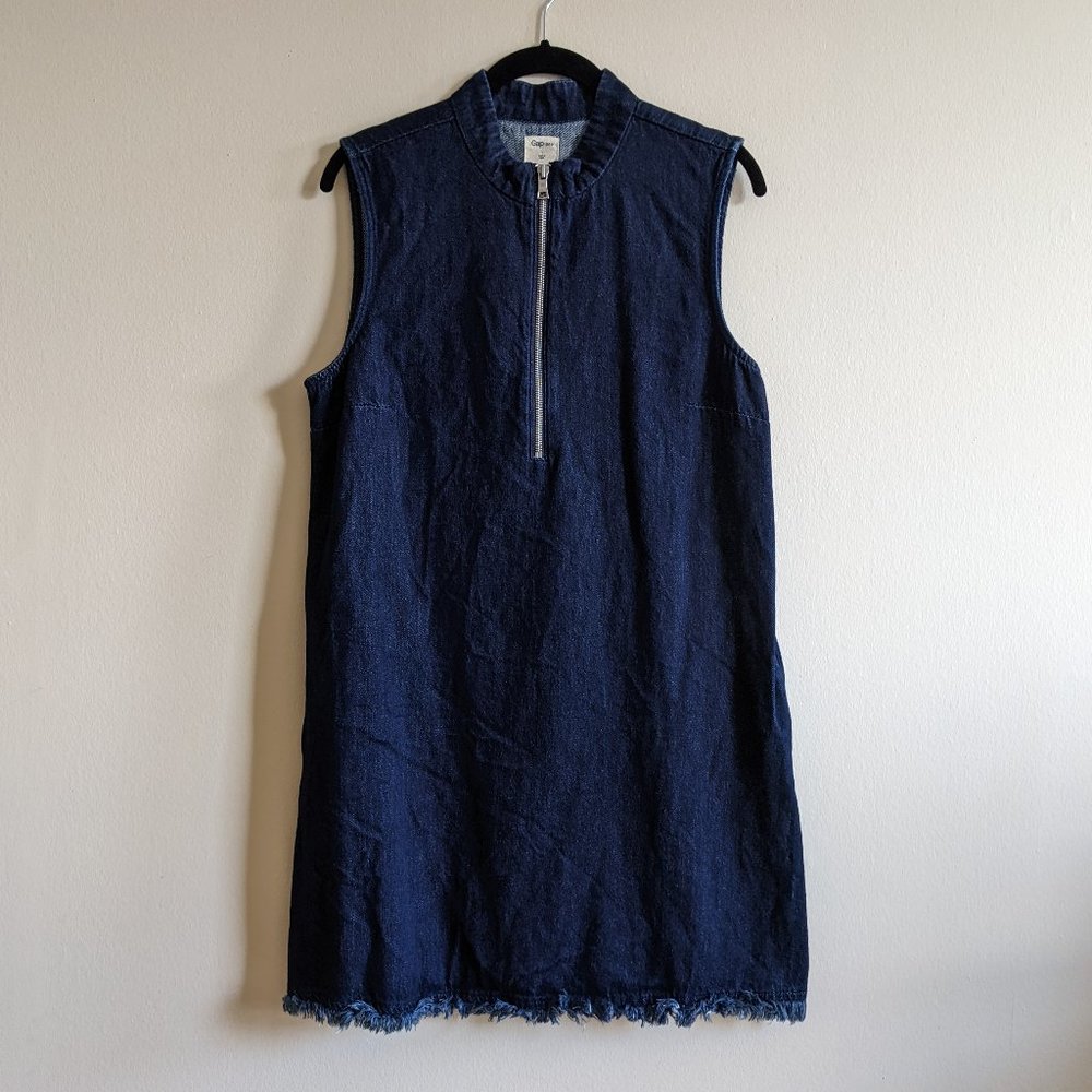 Gap denim sleeveless mock neck dress